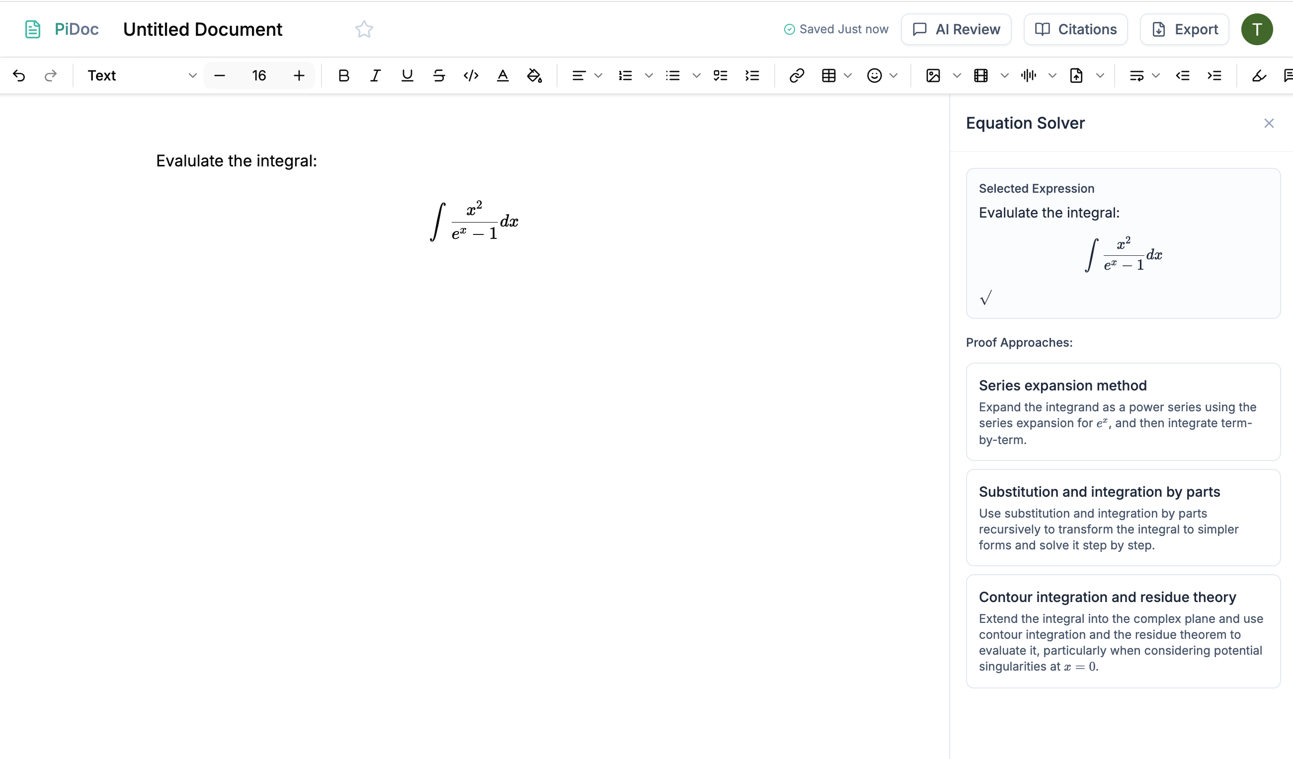 PiDoc Integral Evaluation Feature